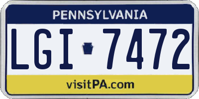 PA license plate LGI7472