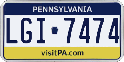 PA license plate LGI7474