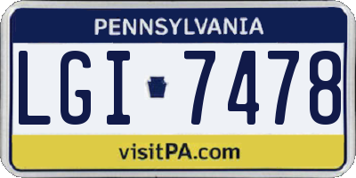 PA license plate LGI7478