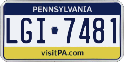 PA license plate LGI7481