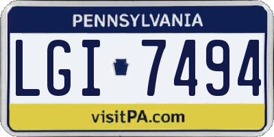 PA license plate LGI7494