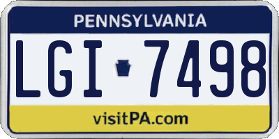 PA license plate LGI7498