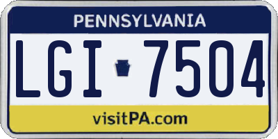 PA license plate LGI7504