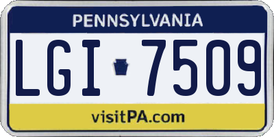 PA license plate LGI7509