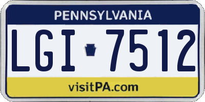 PA license plate LGI7512