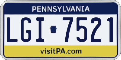 PA license plate LGI7521