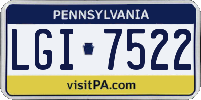 PA license plate LGI7522