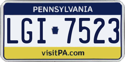 PA license plate LGI7523