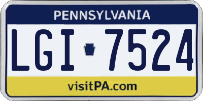 PA license plate LGI7524
