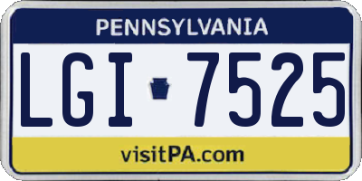 PA license plate LGI7525