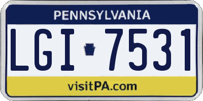 PA license plate LGI7531