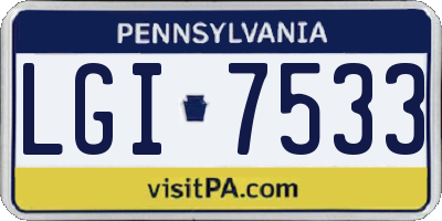 PA license plate LGI7533