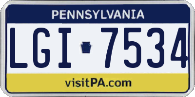 PA license plate LGI7534