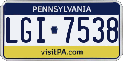 PA license plate LGI7538