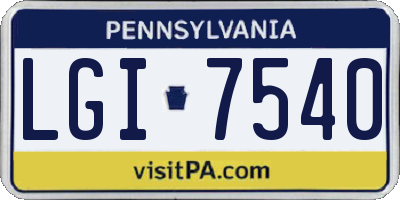PA license plate LGI7540