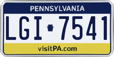 PA license plate LGI7541