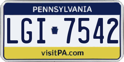 PA license plate LGI7542