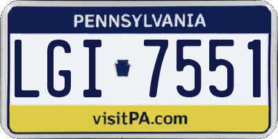 PA license plate LGI7551