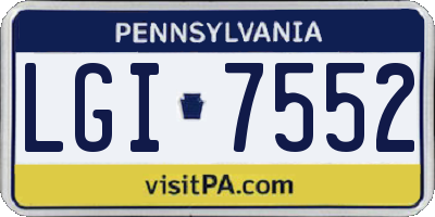 PA license plate LGI7552