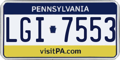 PA license plate LGI7553