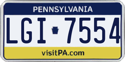 PA license plate LGI7554