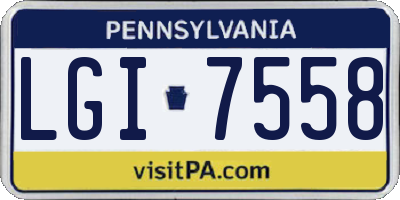 PA license plate LGI7558