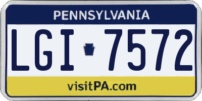 PA license plate LGI7572