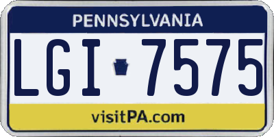 PA license plate LGI7575