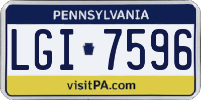 PA license plate LGI7596