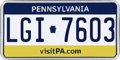 PA license plate LGI7603