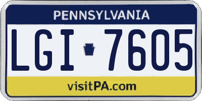 PA license plate LGI7605