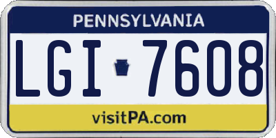 PA license plate LGI7608