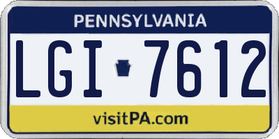 PA license plate LGI7612