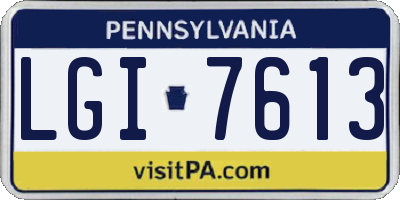 PA license plate LGI7613