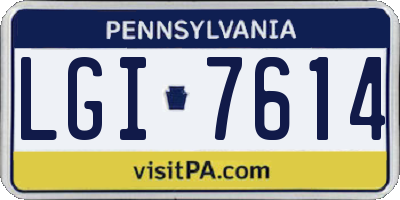 PA license plate LGI7614