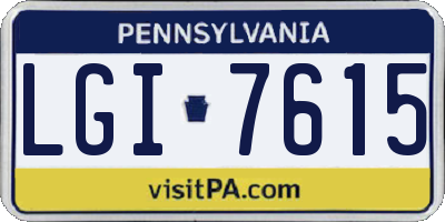 PA license plate LGI7615