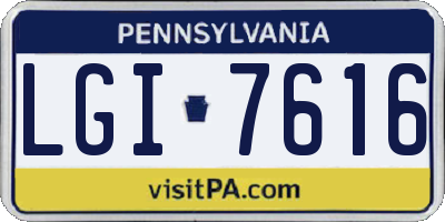 PA license plate LGI7616