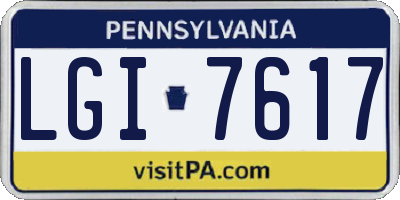 PA license plate LGI7617