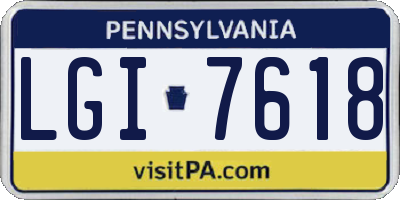PA license plate LGI7618