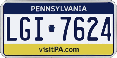 PA license plate LGI7624