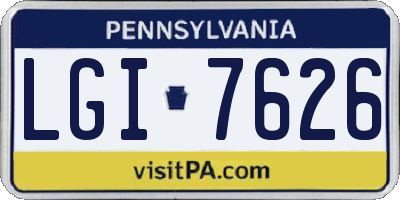 PA license plate LGI7626