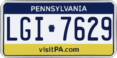 PA license plate LGI7629