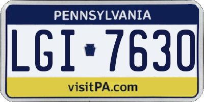 PA license plate LGI7630