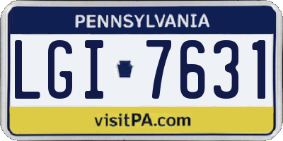PA license plate LGI7631
