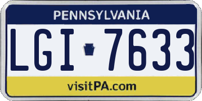 PA license plate LGI7633