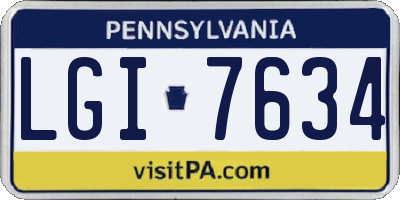 PA license plate LGI7634