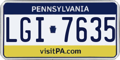 PA license plate LGI7635