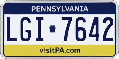 PA license plate LGI7642