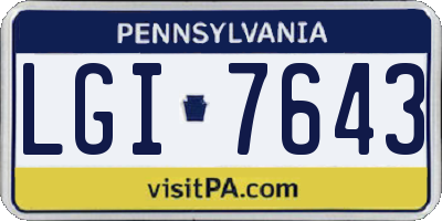 PA license plate LGI7643