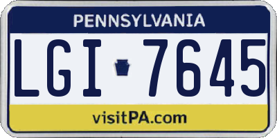 PA license plate LGI7645